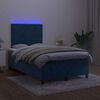 vidaXL Cama box spring colch&oacute;n y LED terciopelo azul oscuro 120x190 cm