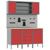 vidaXL Armario de trabajo 7 uds. Rojo Madera Ingenierizada y Acero