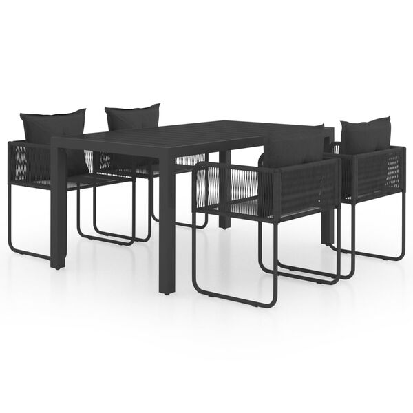 vidaXL Set de comedor de jard&iacute;n de 5 piezas PVC rat&aacute;n negro