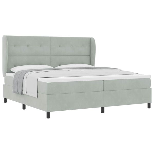 vidaXL Cama tipo Box Spring Gris Claro 200 x 200 cm Terciopelo