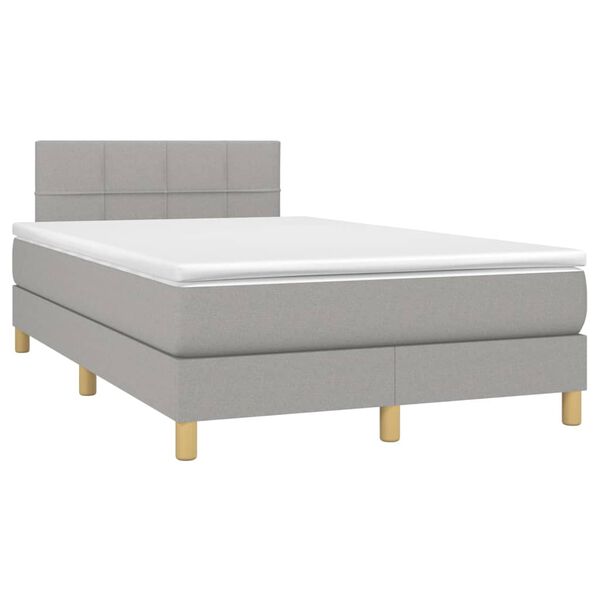 vidaXL Cama box spring con colch&oacute;n tela gris claro 120x190 cm