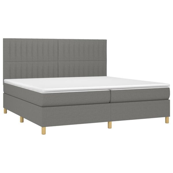vidaXL Cama box spring colch&oacute;n y luces LED tela gris claro 200x200 cm