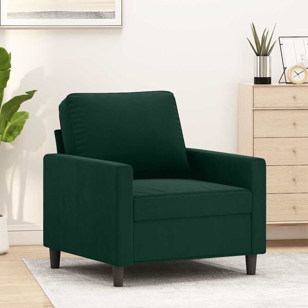 vidaXL Sill&oacute;n de terciopelo verde oscuro 60 cm