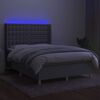 vidaXL Cama box spring colch&oacute;n y luces LED tela gris claro 140x200 cm