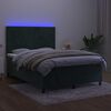 vidaXL Cama box spring colch&oacute;n y LED terciopelo verde oscuro 140x200cm