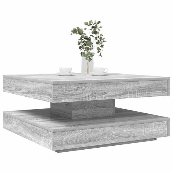 vidaXL Mesa de centro giratoria 360 grados gris Sonoma 70x70x34,5 cm