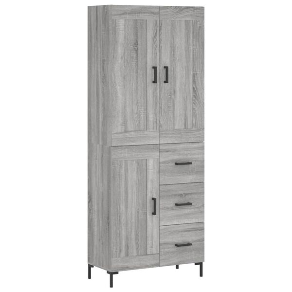 vidaXL Aparador alto madera contrachapada gris sonoma 69,5x34x180 cm
