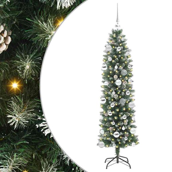 vidaXL &Aacute;rbol Navide&ntilde;o Artificial Delgado con 150 LED Verde y 150 cm