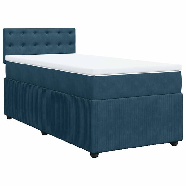 vidaXL Cama box spring con colch&oacute;n terciopelo azul 90x190 cm
