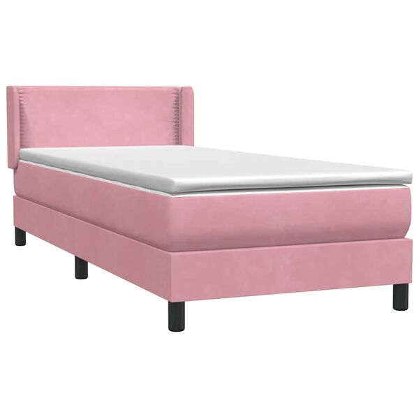 vidaXL Cama box spring con colch&oacute;n terciopelo rosa 80x210 cm