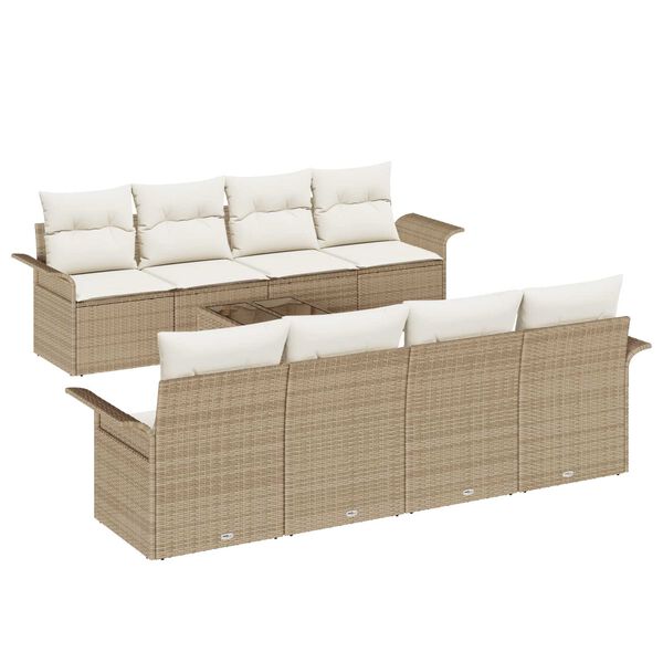 vidaXL Conjunto de sofá de jardín 9 pcs Beige Poliratán