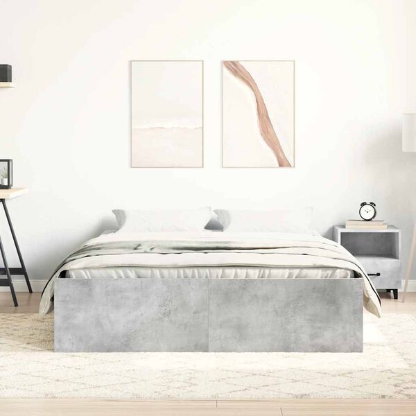 vidaXL Estructura de cama de matrimonio gris cemento 135x190 cm