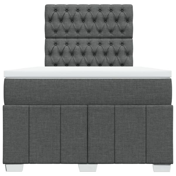 vidaXL Cama box spring con colch&oacute;n tela gris oscuro 120x200 cm