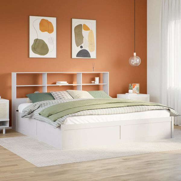 vidaXL Cama sin colch&oacute;n madera maciza de pino blanca 180x200 cm