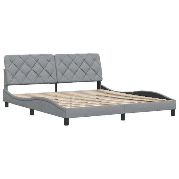 vidaXL Estructura de cama sin colch&oacute;n tela gris claro 180x200 cm