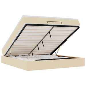 vidaXL Estructura de cama otomana con colch&oacute;n tela crema 180x200cm