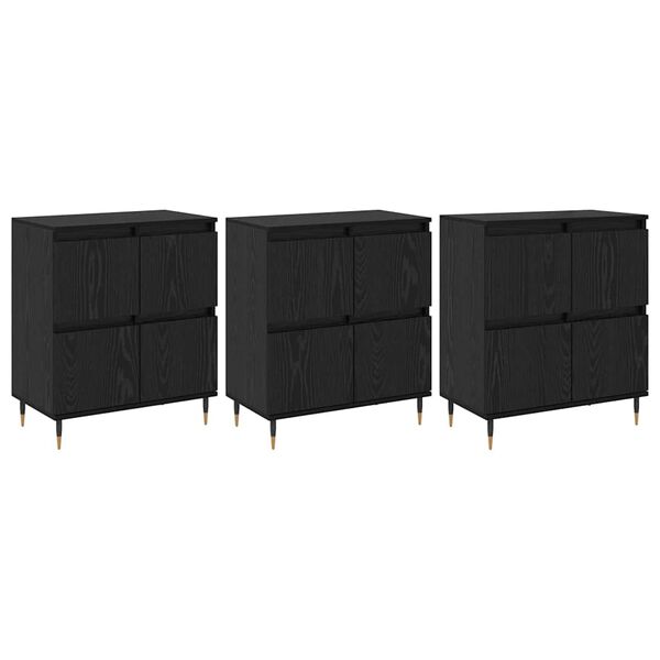 vidaXL Armario de almacenamiento 3 pcs Roble Negro 60 x 35 x 70 cm