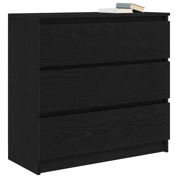 vidaXL Aparador de madera de roble negro 80x35x76 cm