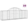 vidaXL Cestas de gaviones 9 uds forma de arco hierro 200x30x60/80 cm