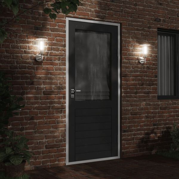 vidaXL Apliques de exterior 2 unidades acero inoxidable plateado