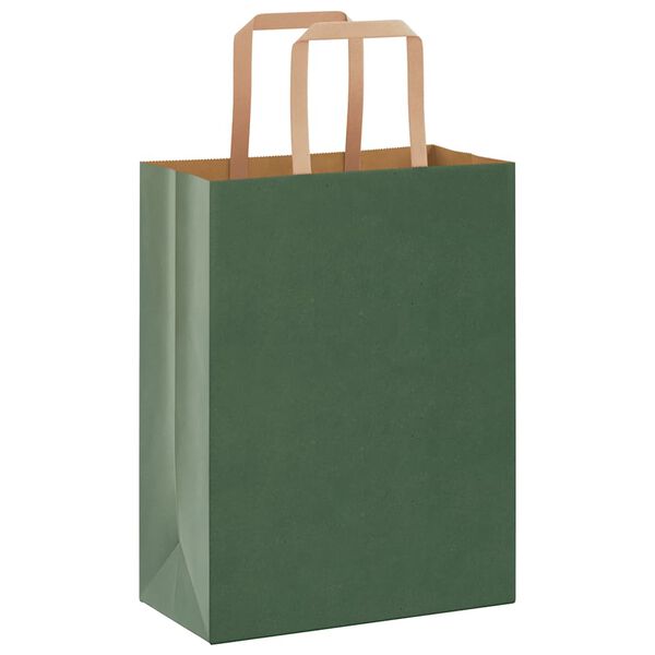 vidaXL Bolsas de papel con asas 50 uds verde 21x11x28 cm