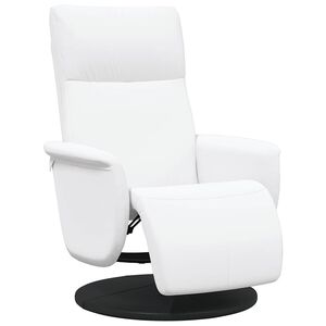 vidaXL Sill&oacute;n reclinable con reposapi&eacute;s cuero sint&eacute;tico blanco