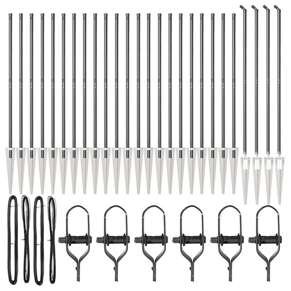 vidaXL Poste de cerca Otro 26 pcs Plateado 3.2 x 3.2 x 170 cm Acero