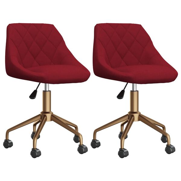 vidaXL Sillas de comedor giratorias 2 uds terciopelo rojo vino tinto