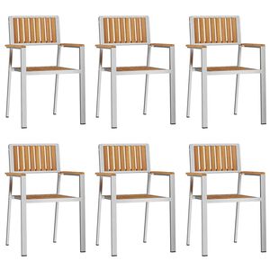 vidaXL Silla de Jard&iacute;n 6 uds. Madera de teca s&oacute;lida y acero inoxidable
