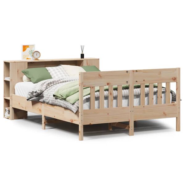 vidaXL Cama con estantería sin colchón madera maciza de pino 140x200cm