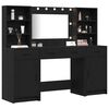 vidaXL Conjunto de mesa de vestidor con LED 3 pcs Roble Negro