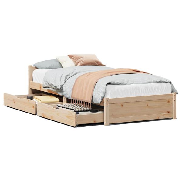 vidaXL Estructura de cama sin colch&oacute;n madera maciza de pino 100x200 cm