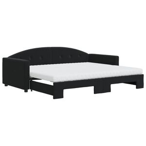 vidaXL Sof&aacute; cama nido con colch&oacute;n terciopelo negro 90x200 cm