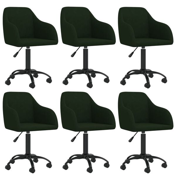 vidaXL Sillas de comedor giratorias 6 unidades terciopelo verde oscuro