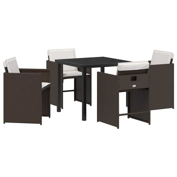 vidaXL Conjunto de Comedor de Jard&iacute;n 5 pcs Marr&oacute;n rat&aacute;n sint&eacute;tico