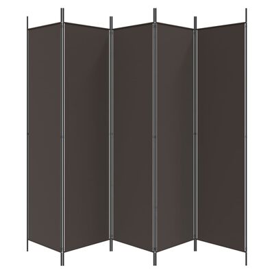 vidaXL Biombo divisor de 5 paneles de tela marrón 250x200 cm