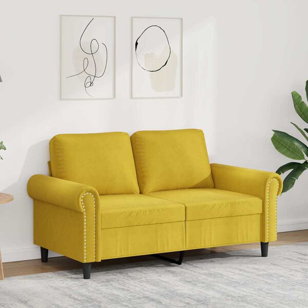 vidaXL Sof&aacute; de 2 plazas terciopelo amarillo 120 cm