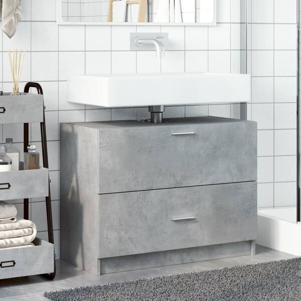 vidaXL Armario de lavabo madera ingenier&iacute;a gris hormig&oacute;n 78x37x59 cm