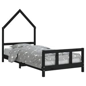 vidaXL Estructura de cama para ni&ntilde;os madera de pino negro 90x190 cm