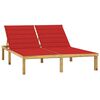 vidaXL Tumbona doble y cojines rojo tinto madera pino impregnada