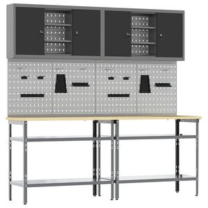 vidaXL Conjunto de banco de trabajo 8 uds. Negro y Gris