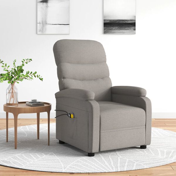 vidaXL Sillón de masaje eléctrico tela gris taupé