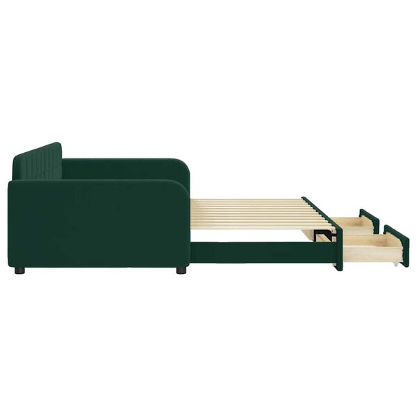 vidaXL Sof&aacute; cama nido con cajones terciopelo verde oscuro 100x200 cm