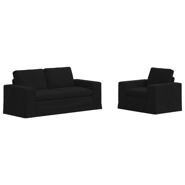 vidaXL Sof&aacute; 2 pcs Negro 182 x 80 x 82 cm tela