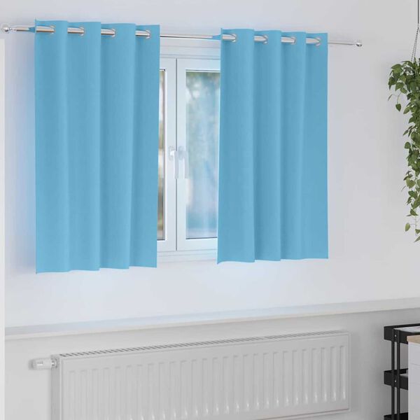 vidaXL Cortinas Opacas con Anillas 2 pcs Azul Claro 140 x 140 cm