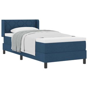 vidaXL Cama tipo Box Spring con colch&oacute;n Azul 190 x 90 cm Poli&eacute;ster