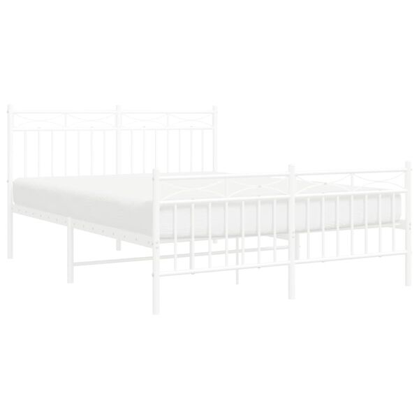 vidaXL Estructura cama sin colchón con estribo metal blanco 135x190 cm