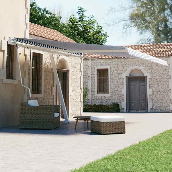 vidaXL Toldo de pie automático azul y blanco 400x300 cm