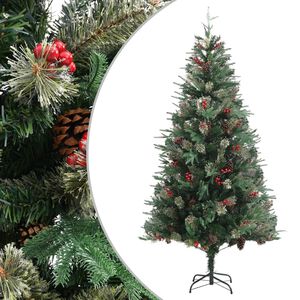 vidaXL &Aacute;rbol de Navidad y pi&ntilde;as verde PVC y PE 225 cm
