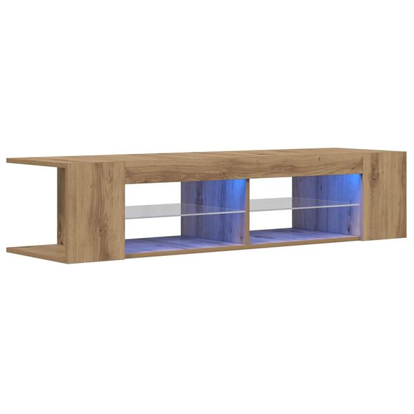 vidaXL Mueble de TV luces LED madera roble artisan 135x39x30 cm